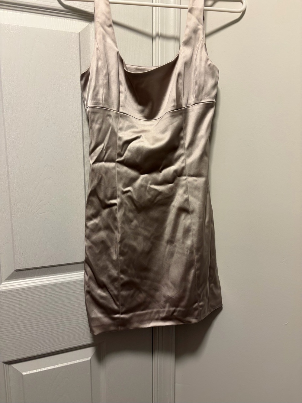 Wilfred Satin Mini Dress in Taupe